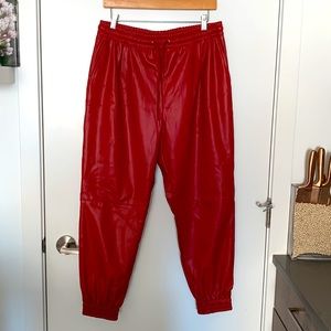 NWT ZARA DEEP RED FAUX LEATHER JOGGERS